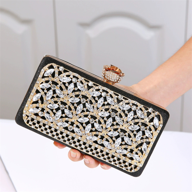 Women Bags In Dubai - 高級ダイヤモンドメタルフレームイブニングバッグ女性ドバイスタイル中空クラッチショルダーチェーン付きウェディングハンドバッグレディース財布