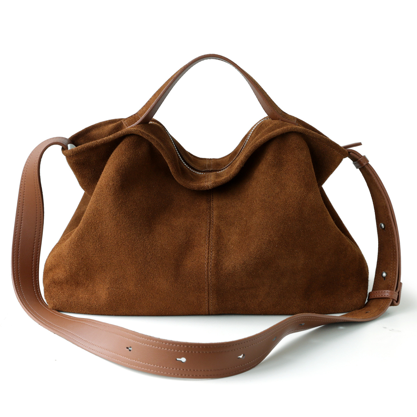 Hobo Bag Slouchy - 本革スエードトートバッグ レディース、スエードハンドバッグ ヴィンテージ風ゆったりホーボーショルダー クロスボディバッグ