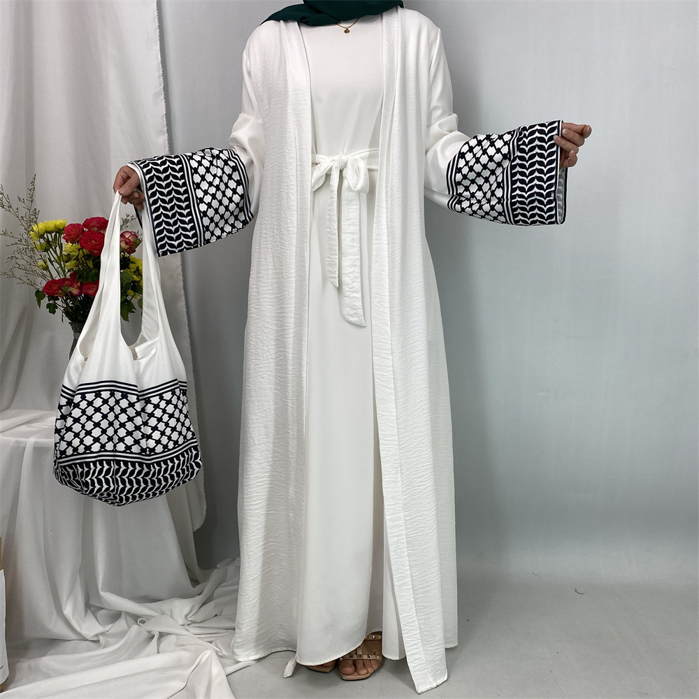Women Bags In Dubai - 2025 ラマダンクーフィーヤアバヤ着物刺繍バッグイスラム教徒オープンアバヤ女性ドバイ高級イスラムドレスカフタン服ローブ