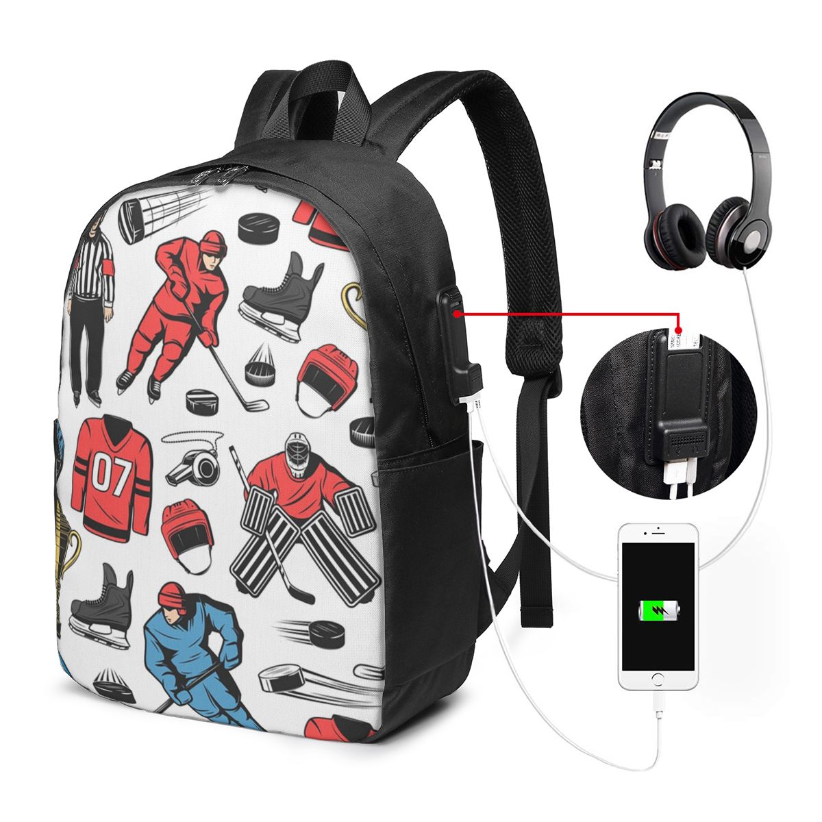 Women Bags For Travel - アイスホッケー選手オンリンクバックパック旅行ノートブックバッグコンピュータ大学生スクールバッグラップトップショルダーバッグ男性女性用