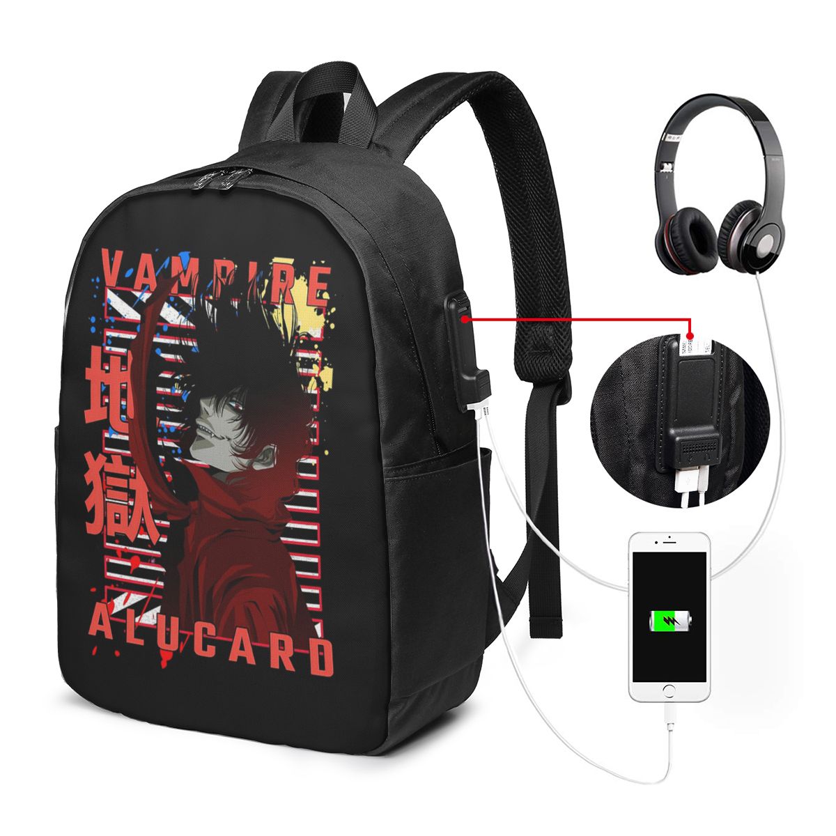 Women Bags For Laptop - アルカード・ヘルシング漫画バックパック旅行ノートブックバッグコンピュータ大学生スクールバッグラップトップショルダーバッグ男性用女性用