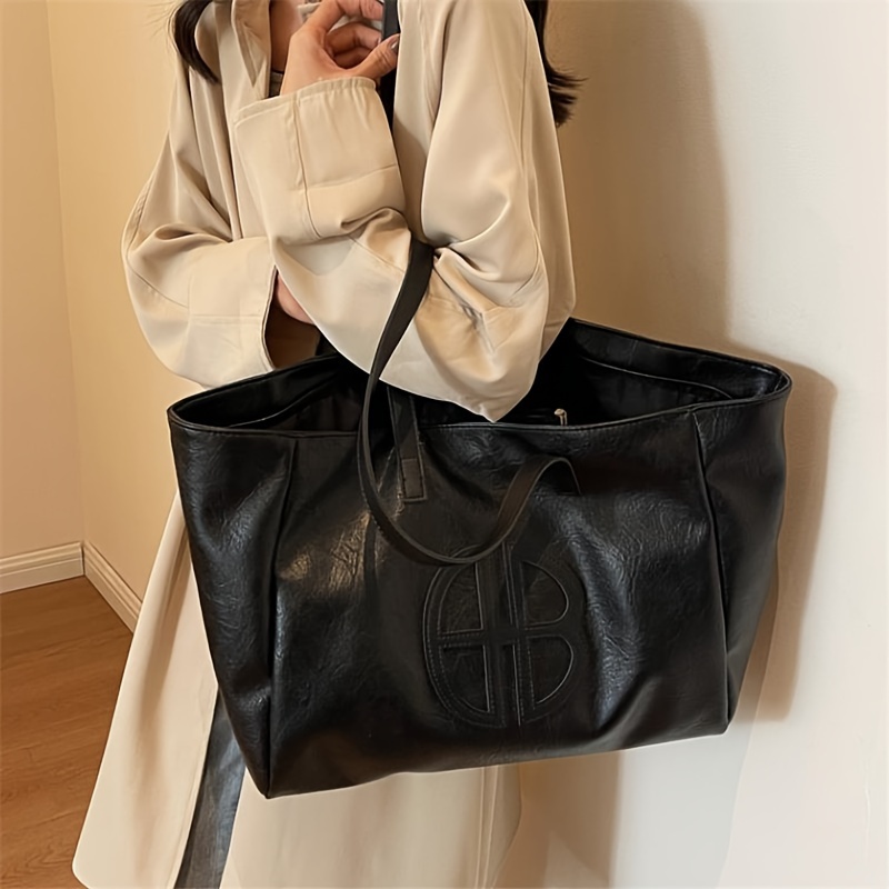 Women Bags Zip - シックな大容量レディーストートバッグ - カジュアルヴィンテージソフトフェイクレザー、ジッパー開閉の多用途なソリッドカラーショルダーハンドバッグ