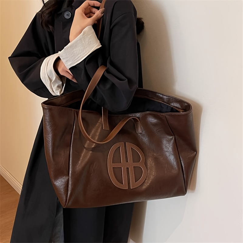 Women Bags Zip - シックな大容量レディーストートバッグ - カジュアルヴィンテージソフトフェイクレザー、ジッパー開閉の多用途なソリッドカラーショルダーハンドバッグ