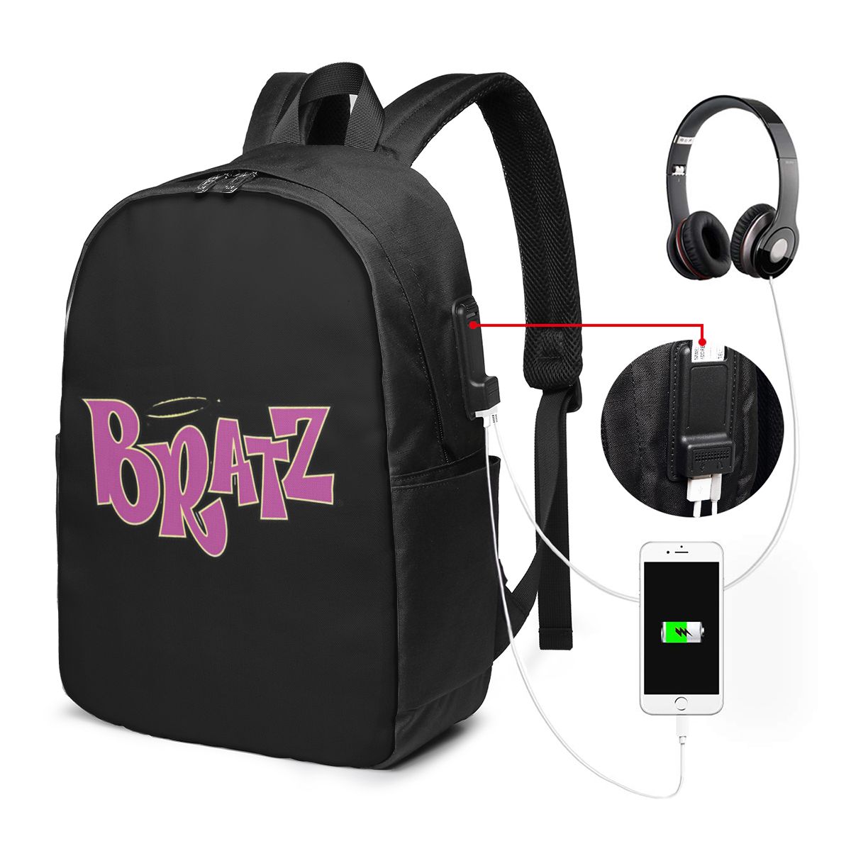 Women Bags For Travel - Bratz ロゴ バックパック トラベル ノートブック バッグ