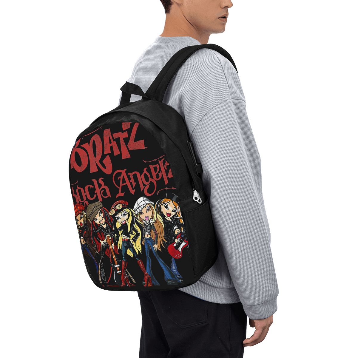 Women'S Bag - Bratz Rock Angelz グループショットバックパック旅行ノートブックバッグコンピュータ大学生スクールバッグラップトップショルダーバッグ男性女性用