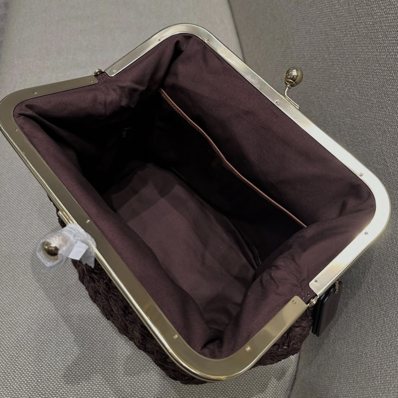 手織りキスロックフレームショルダーラフィアビーチバッグ女性用 - Women Bags 2026 Trends のレビューと価格