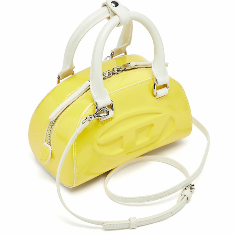 明るい黄色の光沢のあるパテントPUミニボストンバッグ、エンボ - Women Bags Zip のレビューと価格