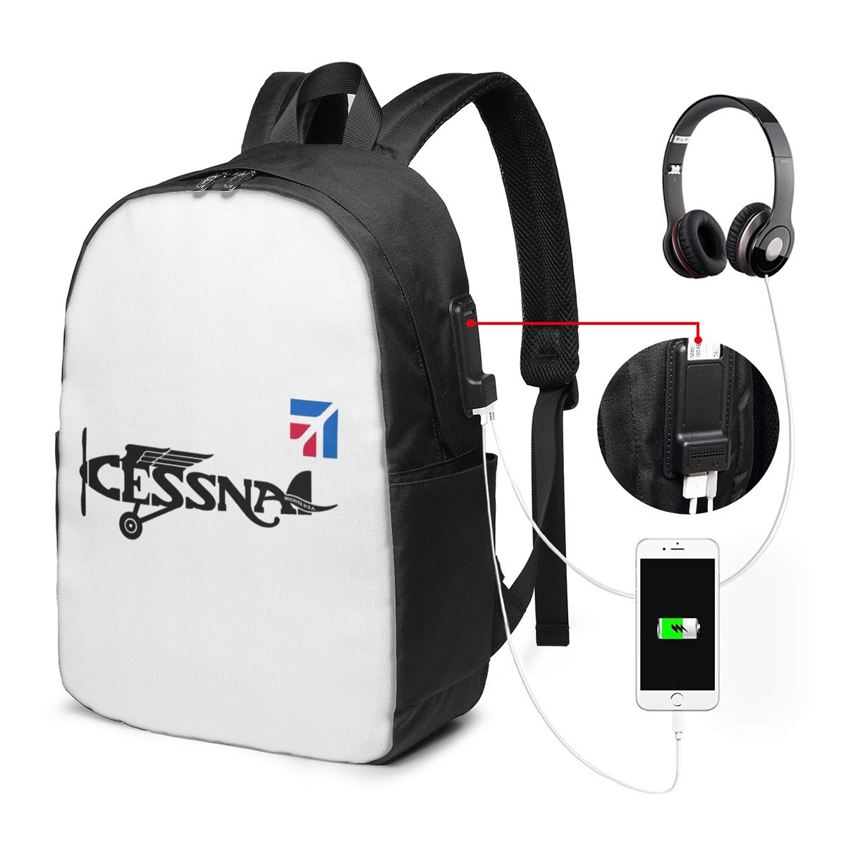セスナロゴバックパック旅行ノートブックバッグコンピュータ大学 - Women'S Bag のレビューと価格