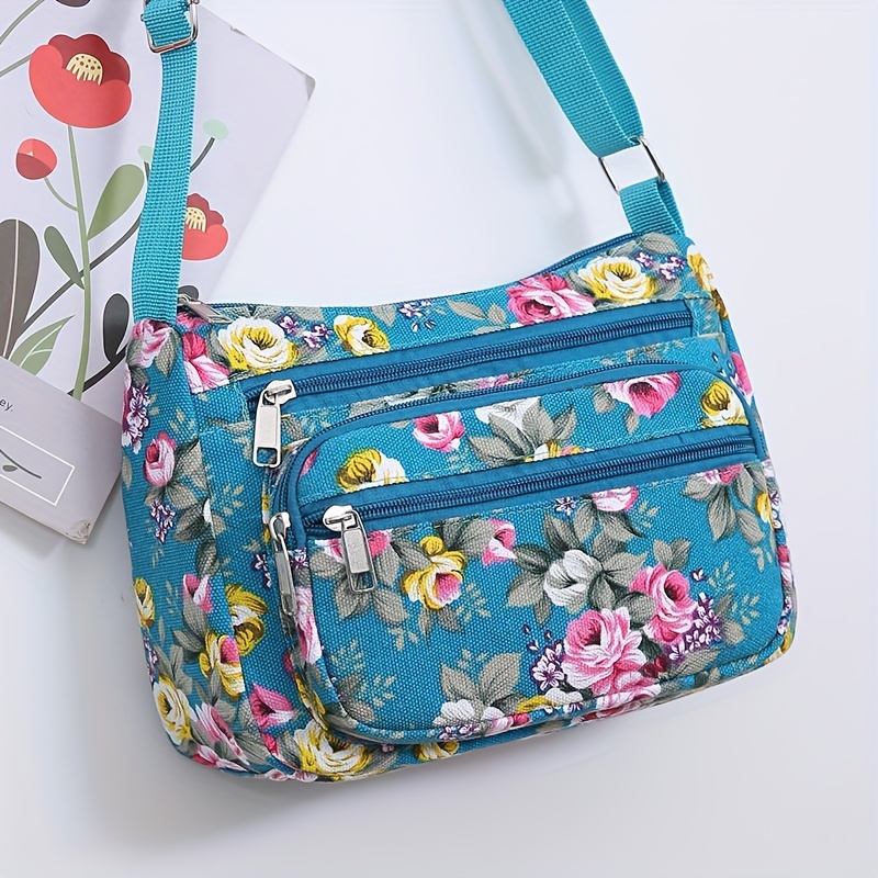スタイリッシュな花柄クロスボディバッグ、調節可能なストラップ - Women Bags Zip のレビューと価格