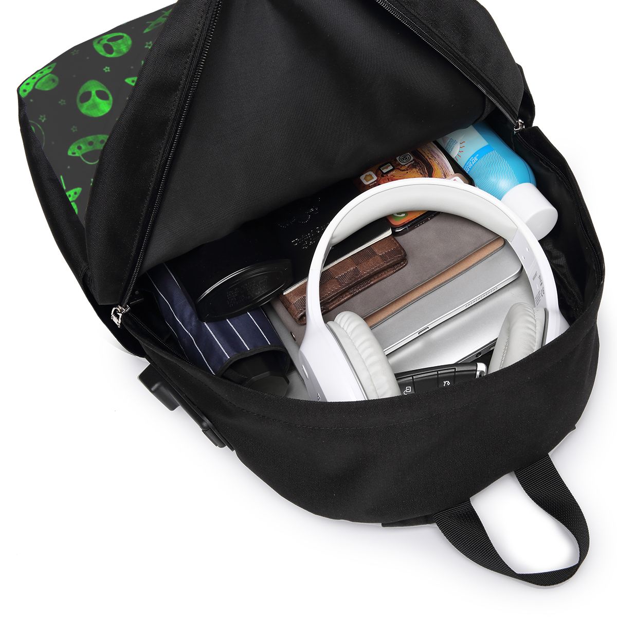 エイリアンとUFOパターンバックパック旅行ノートブックバッグ - Women Bags For Travel のレビューと価格