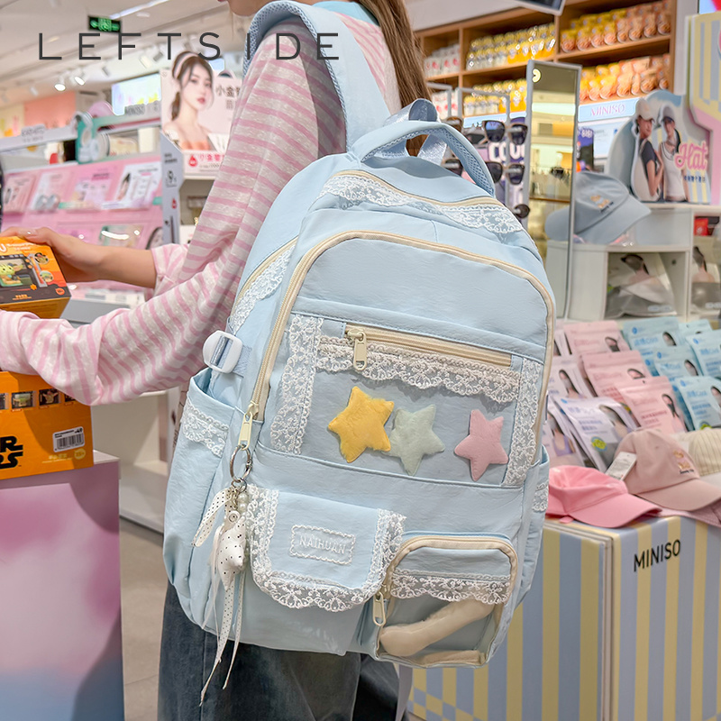 女性レース装飾バックパックかわいい大容量女子学生スクールブッ - Women Bags 2026 Trends のレビューと価格
