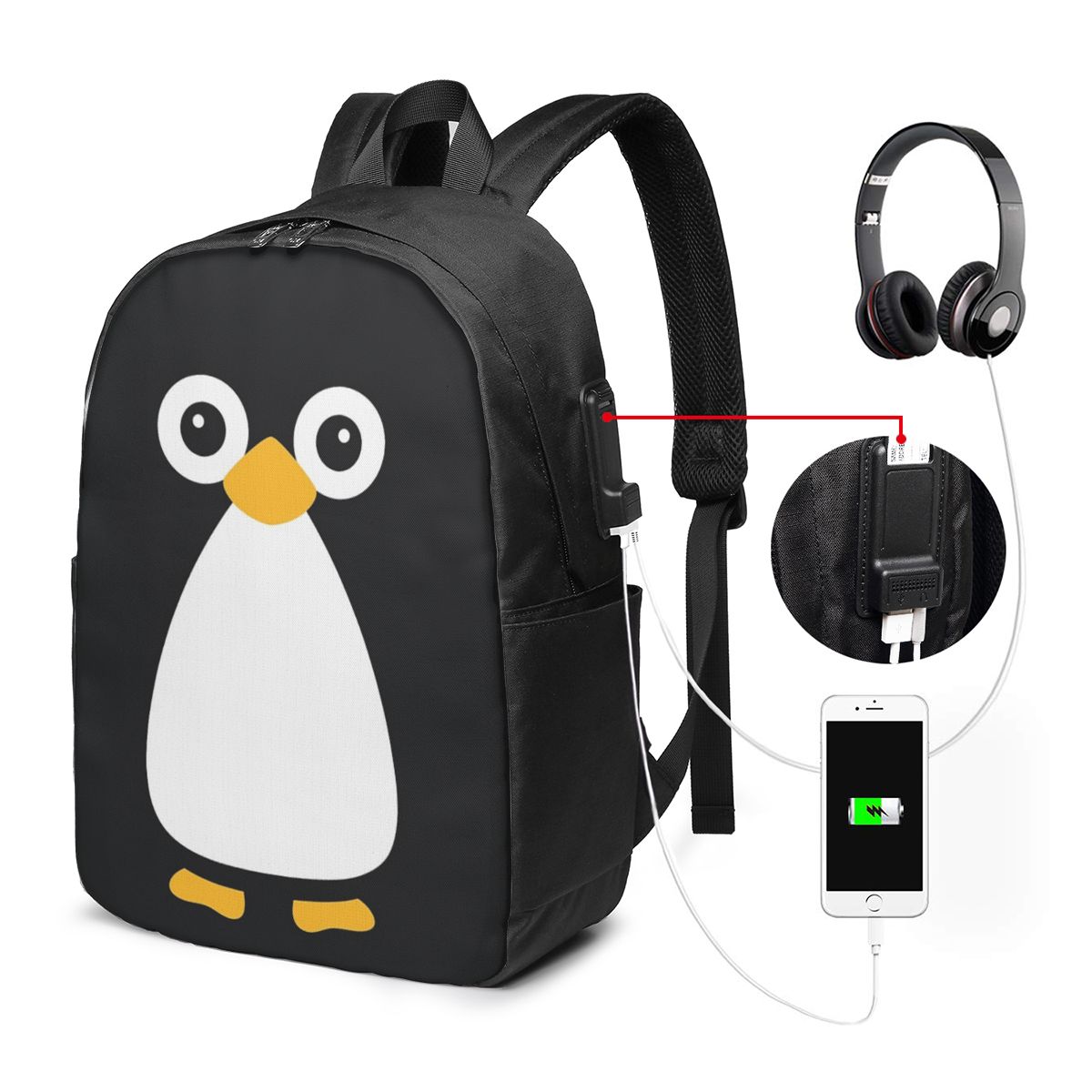 かわいいベクターペンギンバックパック旅行ノートブックバッグコ - Women'S Bag のレビューと価格