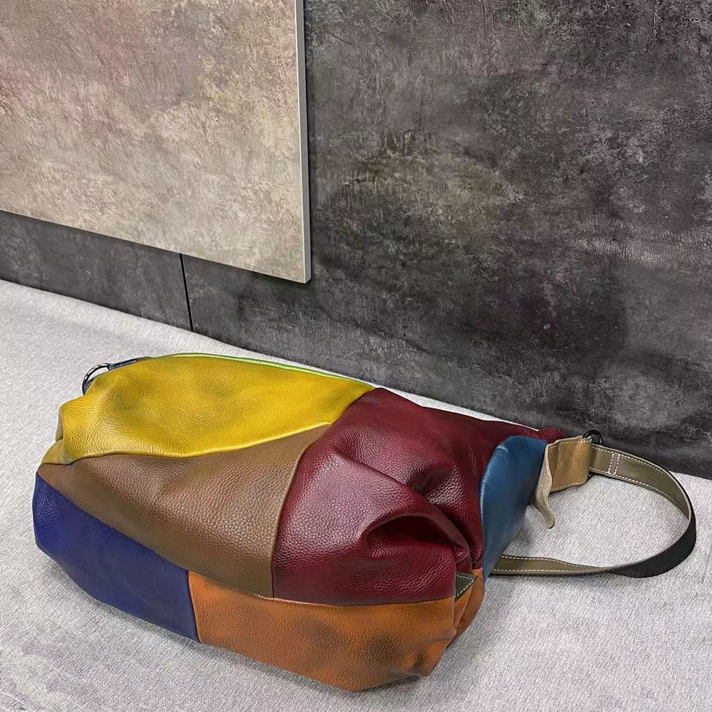 女性のための特大の本革のパッチワークバッグ,ホボタ,ショルダ - Hobo Bag Slouchy のレビューと価格