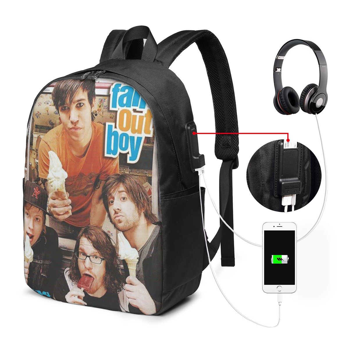 Fall Out Boy バックパック トラベルノートブック - Women Bags For Laptop のレビューと価格